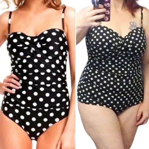 Apt 9 Black White Polka Dots Twist Front Two Piece Tankini Swimsuit Plussize XXL - Picture 1 of 16